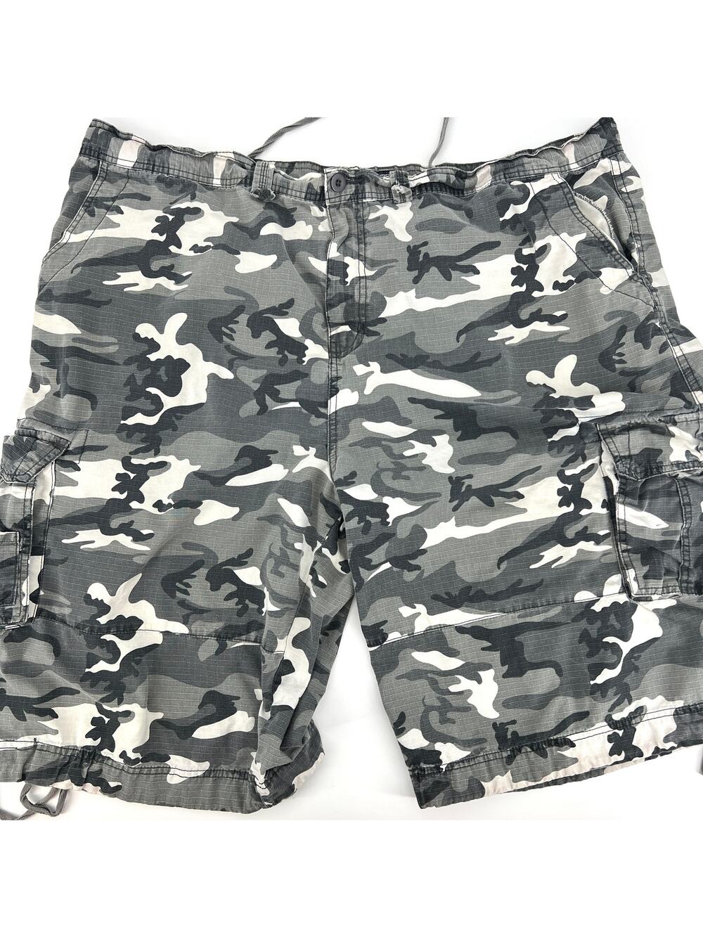 LA GATE Collection U.S.A. Gray Camo Cargo Shorts 100% Cotton Adjustable Size 50